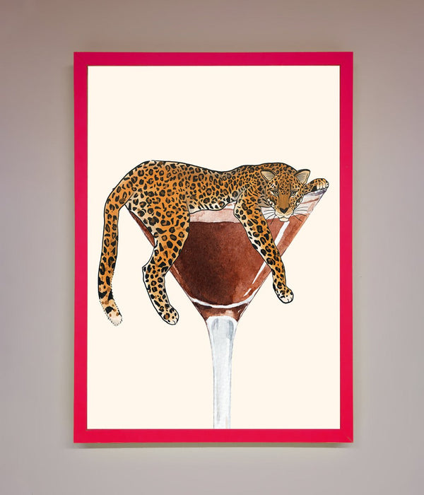 Lazy Leopard Martini Framed Poster - Hi Society