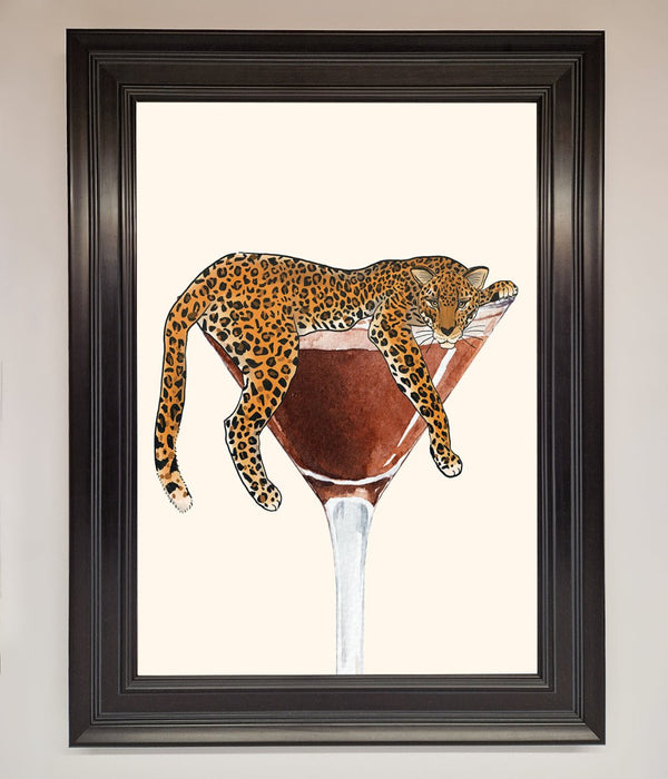 Lazy Leopard Martini Framed Poster - Hi Society