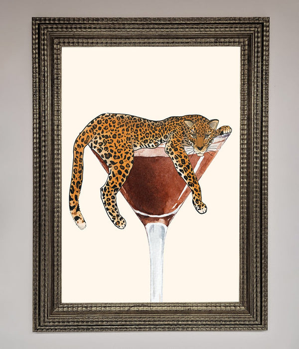 Lazy Leopard Martini Framed Poster - Hi Society