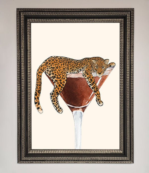 Lazy Leopard Martini Framed Poster - Hi Society