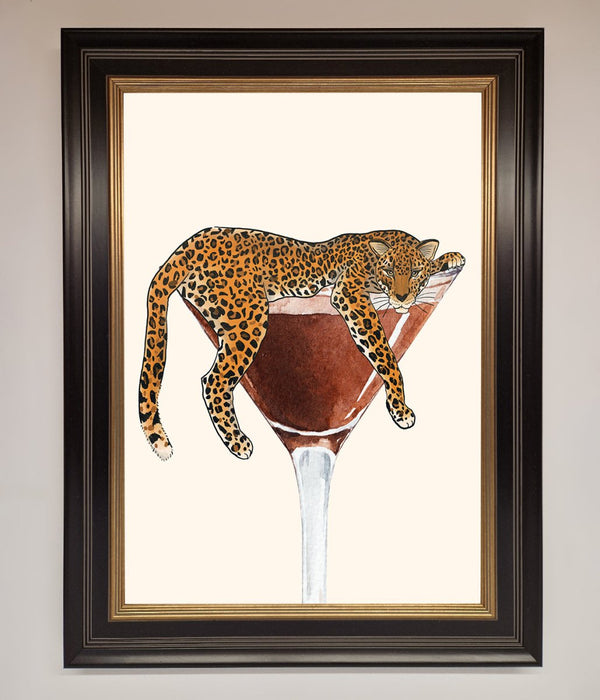 Lazy Leopard Martini Framed Poster - Hi Society