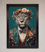 Leopard In a Suit With Flowers Framed Print - Hi Society
