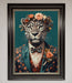 Leopard In a Suit With Flowers Framed Print - Hi Society