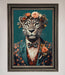 Leopard In a Suit With Flowers Framed Print - Hi Society