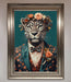 Leopard In a Suit With Flowers Framed Print - Hi Society