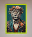 Leopard In a Suit With Flowers Framed Print - Hi Society