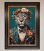 Leopard In a Suit With Flowers Framed Print - Hi Society