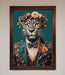 Leopard In a Suit With Flowers Framed Print - Hi Society