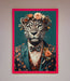 Leopard In a Suit With Flowers Framed Print - Hi Society