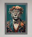 Leopard In a Suit With Flowers Framed Print - Hi Society