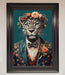 Leopard In a Suit With Flowers Framed Print - Hi Society