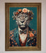 Leopard In a Suit With Flowers Framed Print - Hi Society