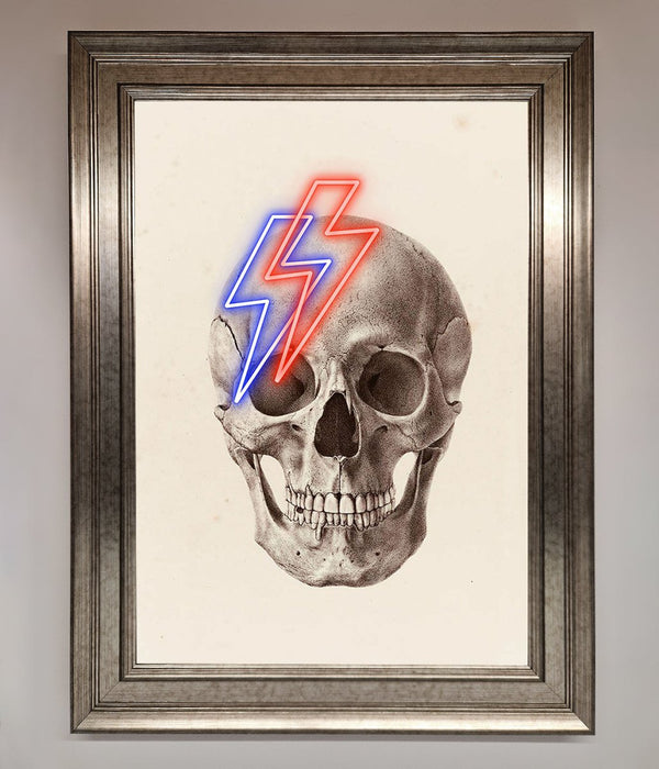 Lightning Skull Framed Print - Hi Society
