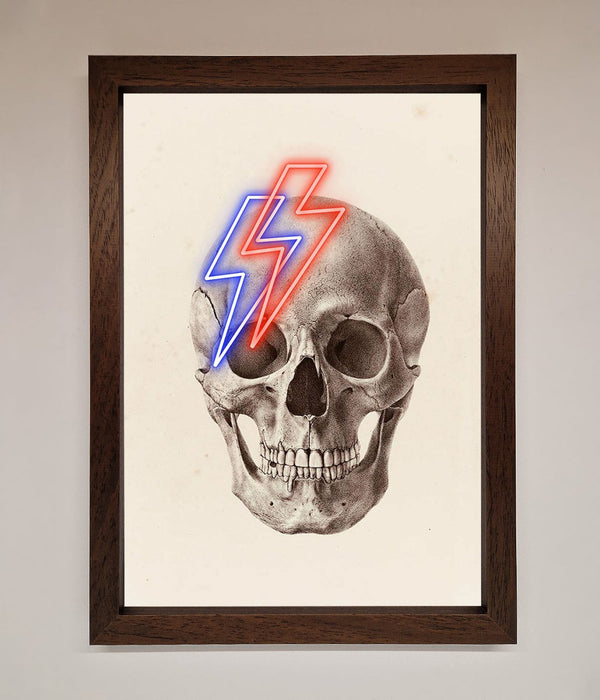 Lightning Skull Framed Print - Hi Society