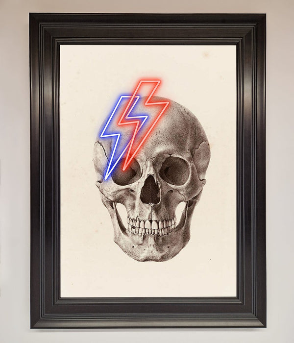 Lightning Skull Framed Print - Hi Society