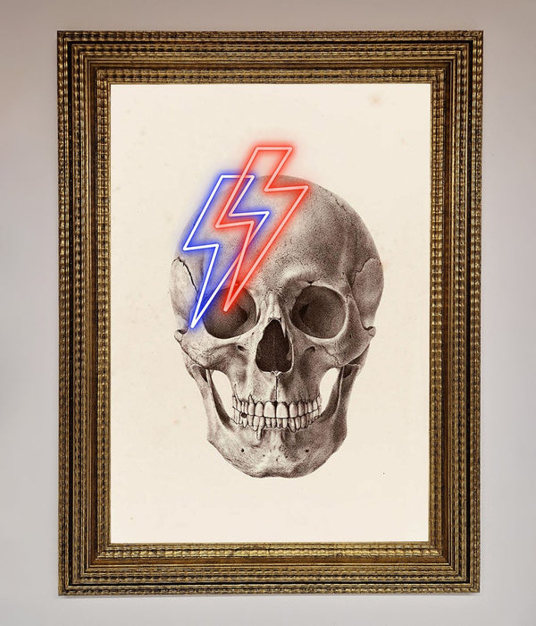 Lightning Skull Framed Print - Hi Society