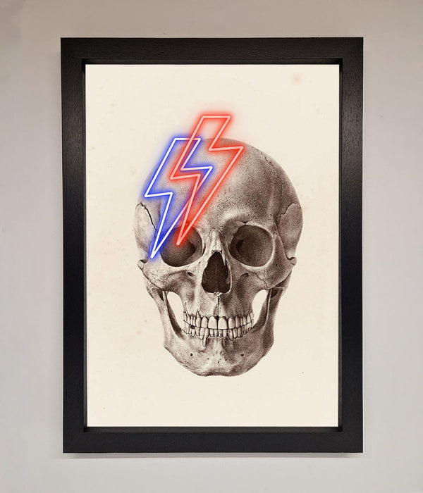 Lightning Skull Framed Print - Hi Society