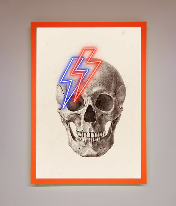 Lightning Skull Framed Print - Hi Society