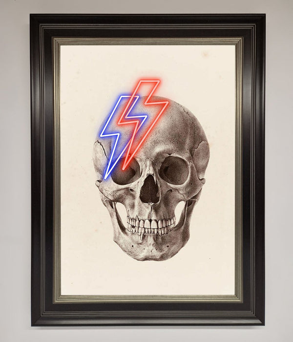 Lightning Skull Framed Print - Hi Society