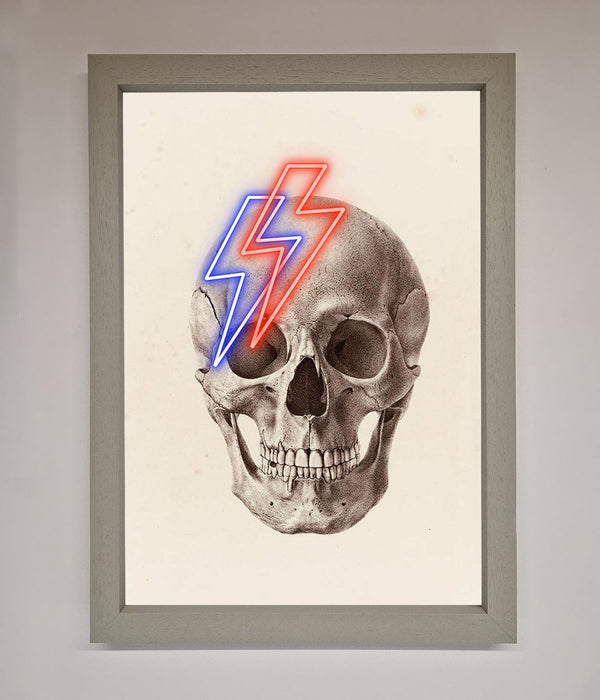 Lightning Skull Framed Print - Hi Society
