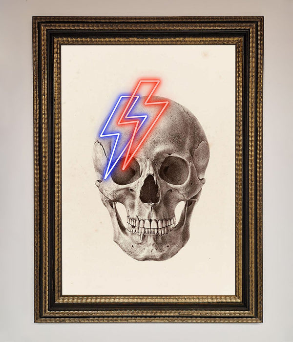 Lightning Skull Framed Print - Hi Society