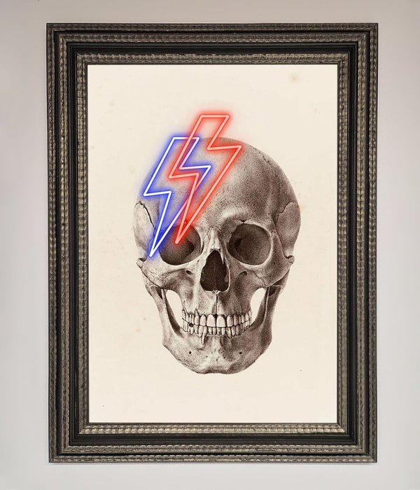 Lightning Skull Framed Print - Hi Society