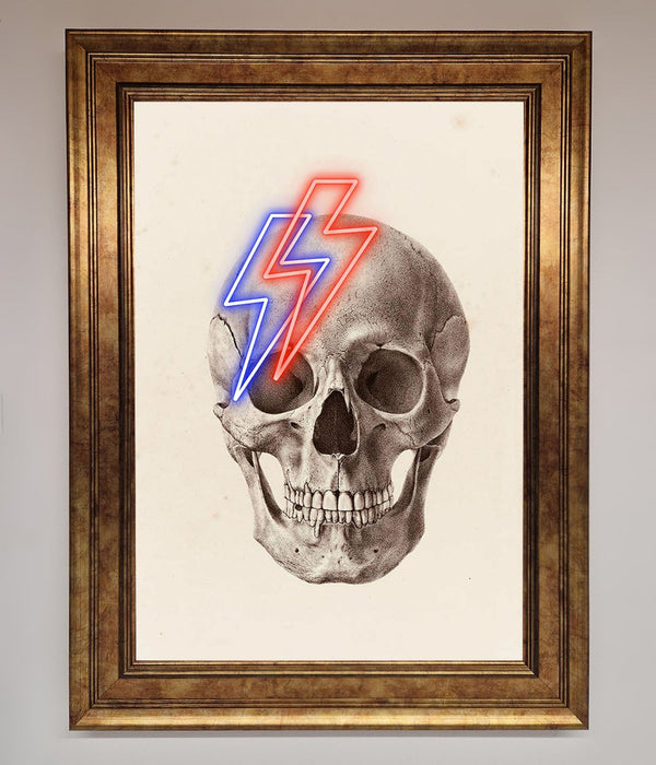 Lightning Skull Framed Print - Hi Society