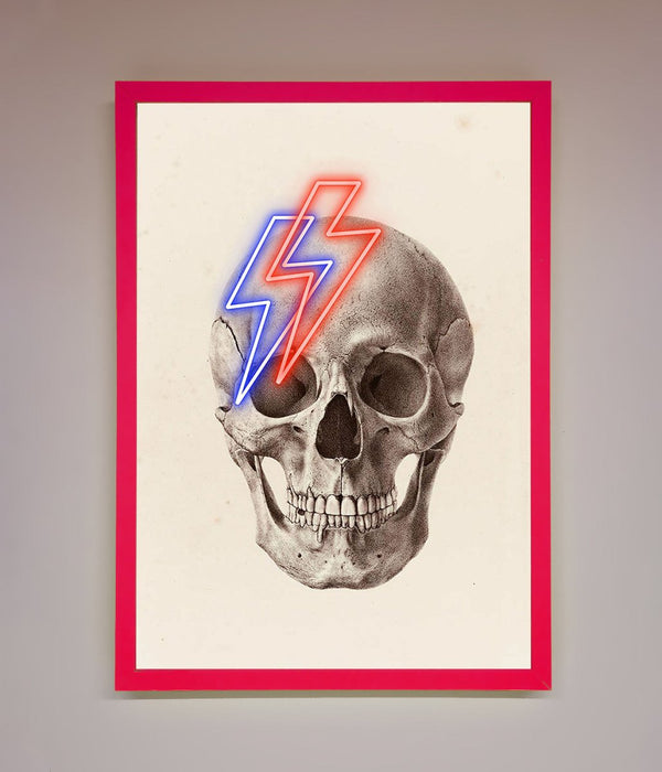 Lightning Skull Framed Print - Hi Society