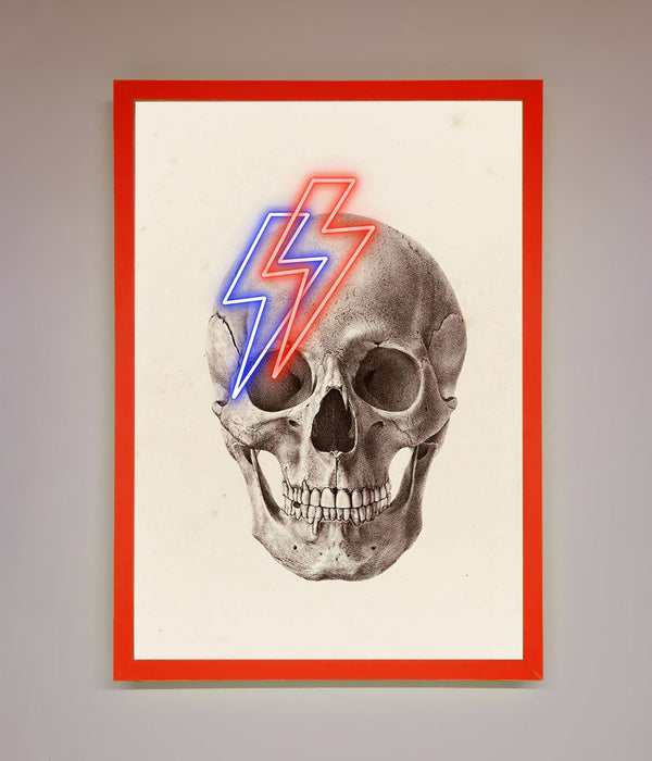 Lightning Skull Framed Print - Hi Society
