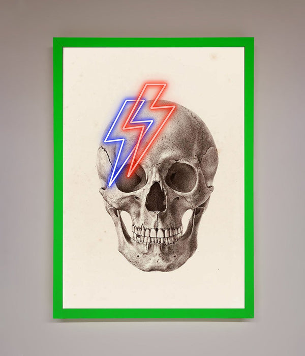 Lightning Skull Framed Print - Hi Society