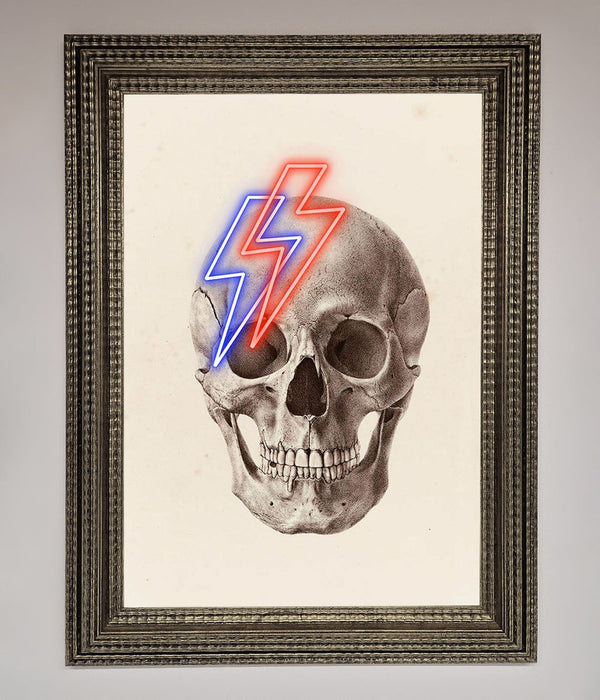 Lightning Skull Framed Print - Hi Society