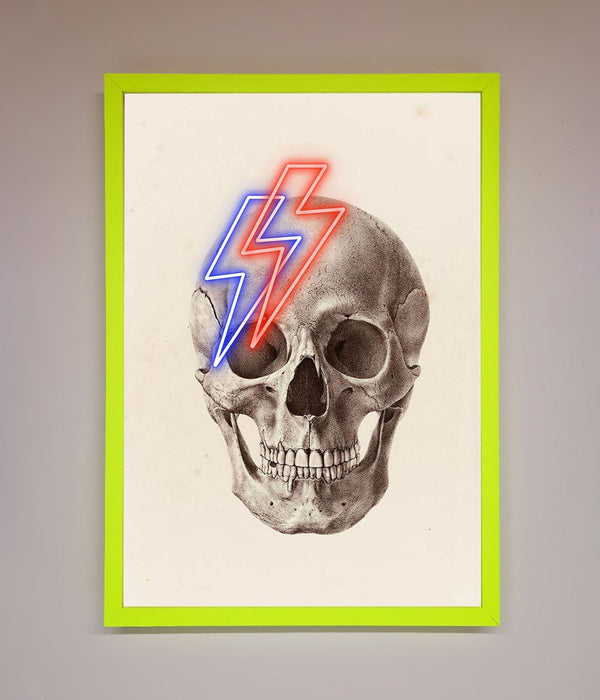 Lightning Skull Framed Print - Hi Society
