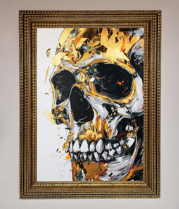 Liquid Gold Skull Framed Print - Hi Society