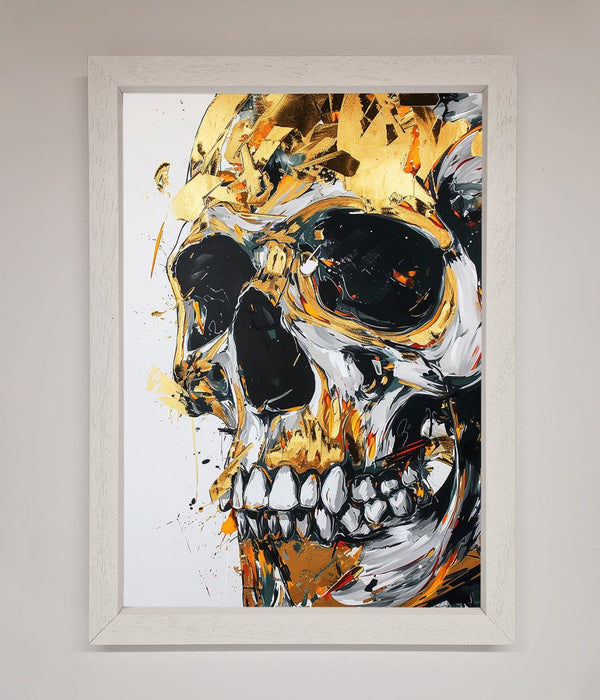 Liquid Gold Skull Framed Print - Hi Society