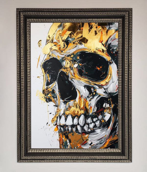 Liquid Gold Skull Framed Print - Hi Society