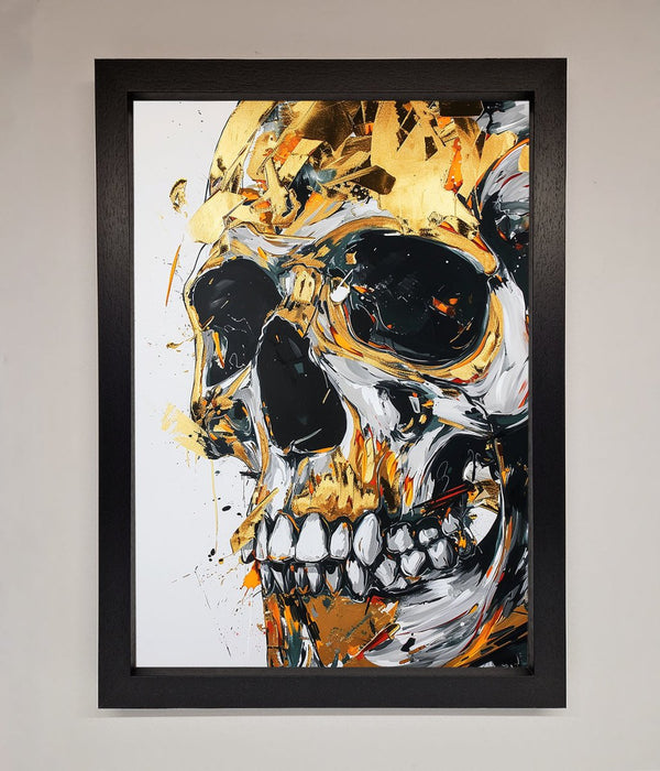 Liquid Gold Skull Framed Print - Hi Society