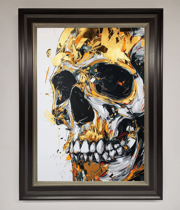 Liquid Gold Skull Framed Print - Hi Society