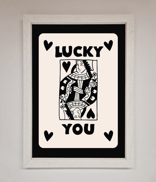 Lucky You Beige Black Framed Print - Hi Society