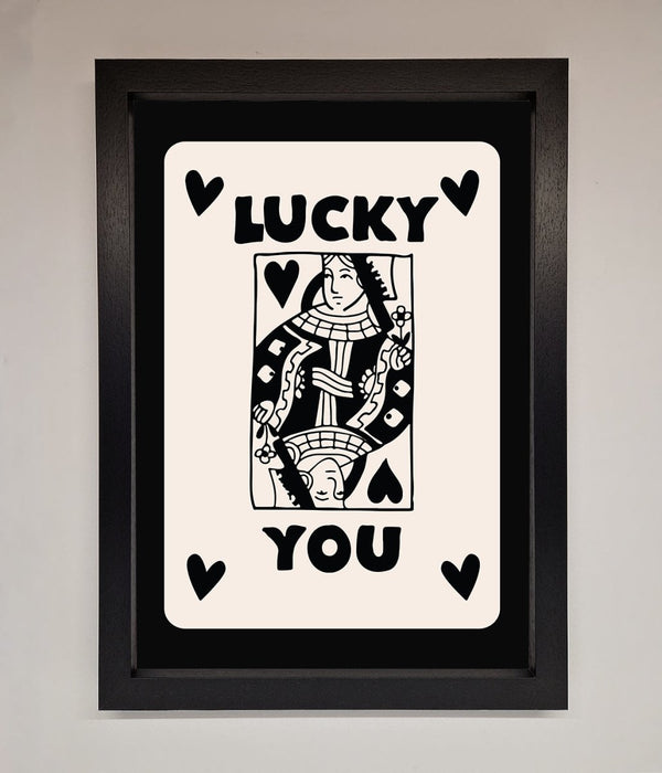 Lucky You Beige Black Framed Print - Hi Society