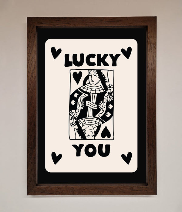 Lucky You Beige Black Framed Print - Hi Society