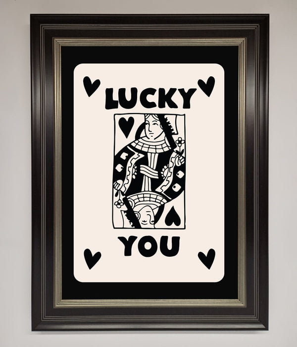 Lucky You Beige Black Framed Print - Hi Society