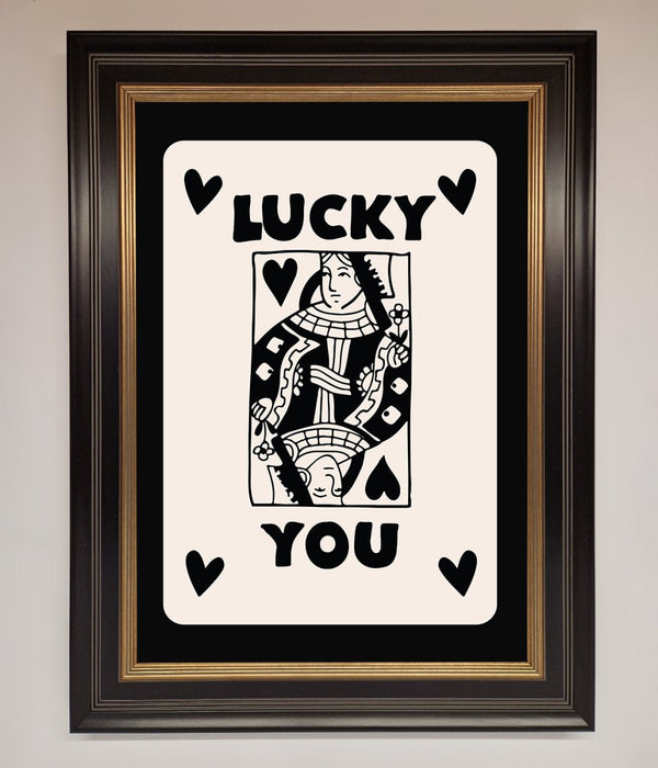 Lucky You Beige Black Framed Print - Hi Society