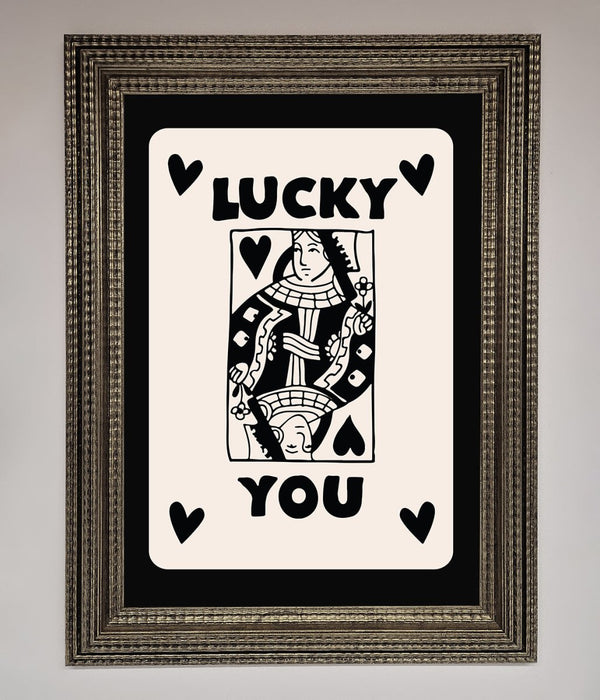 Lucky You Beige Black Framed Print - Hi Society