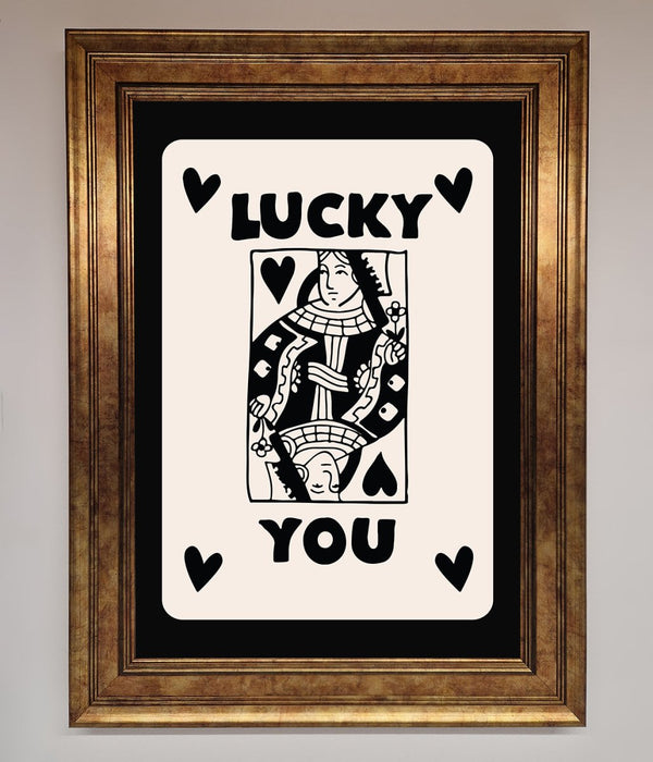 Lucky You Beige Black Framed Print - Hi Society