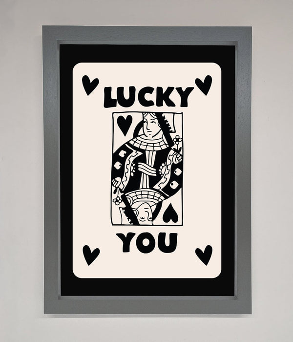 Lucky You Beige Black Framed Print - Hi Society