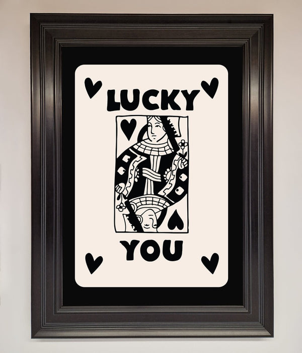 Lucky You Beige Black Framed Print - Hi Society