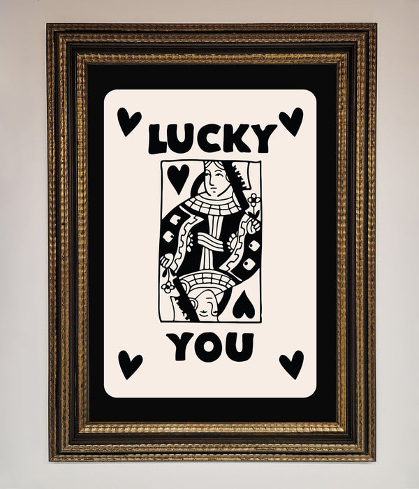 Lucky You Beige Black Framed Print - Hi Society