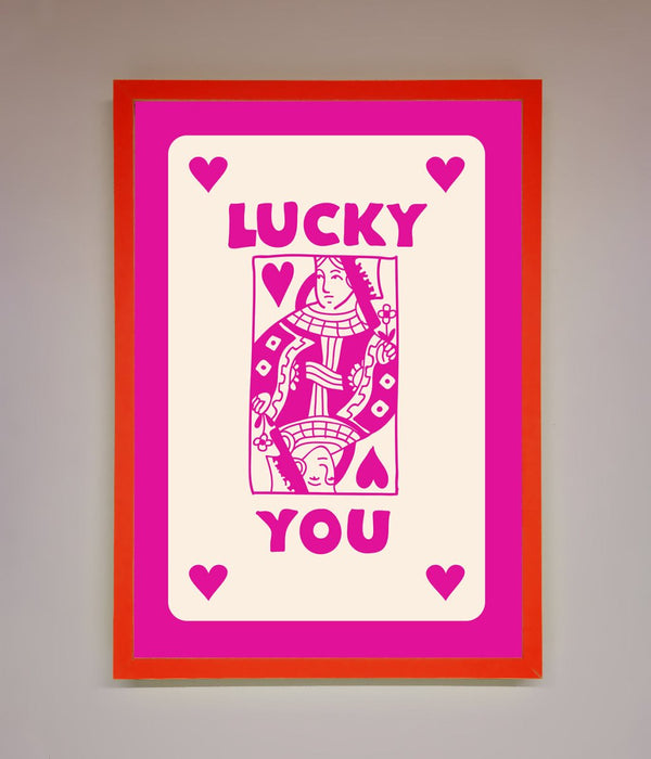 Lucky You Hot Pink Framed Poster - Hi Society