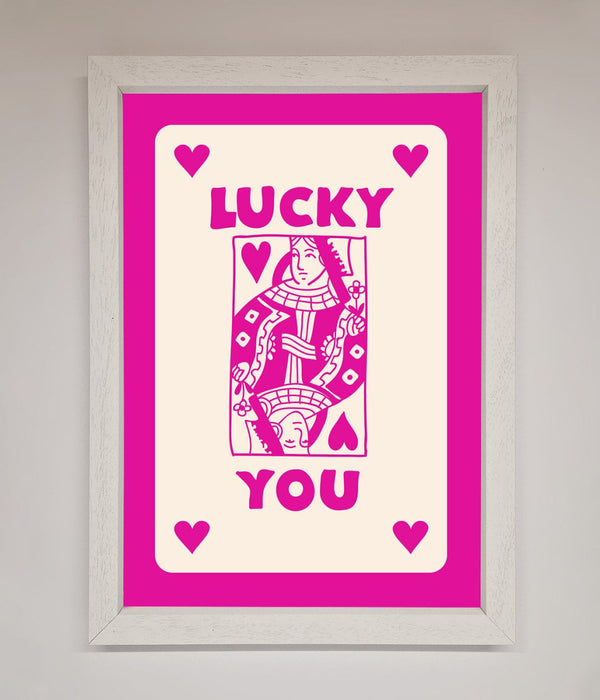 Lucky You Hot Pink Framed Poster - Hi Society