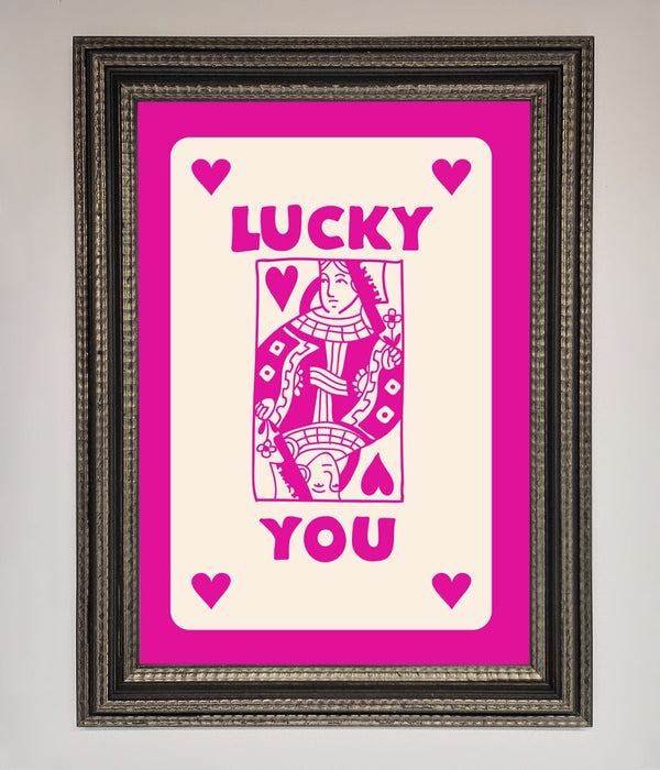 Lucky You Hot Pink Framed Poster - Hi Society